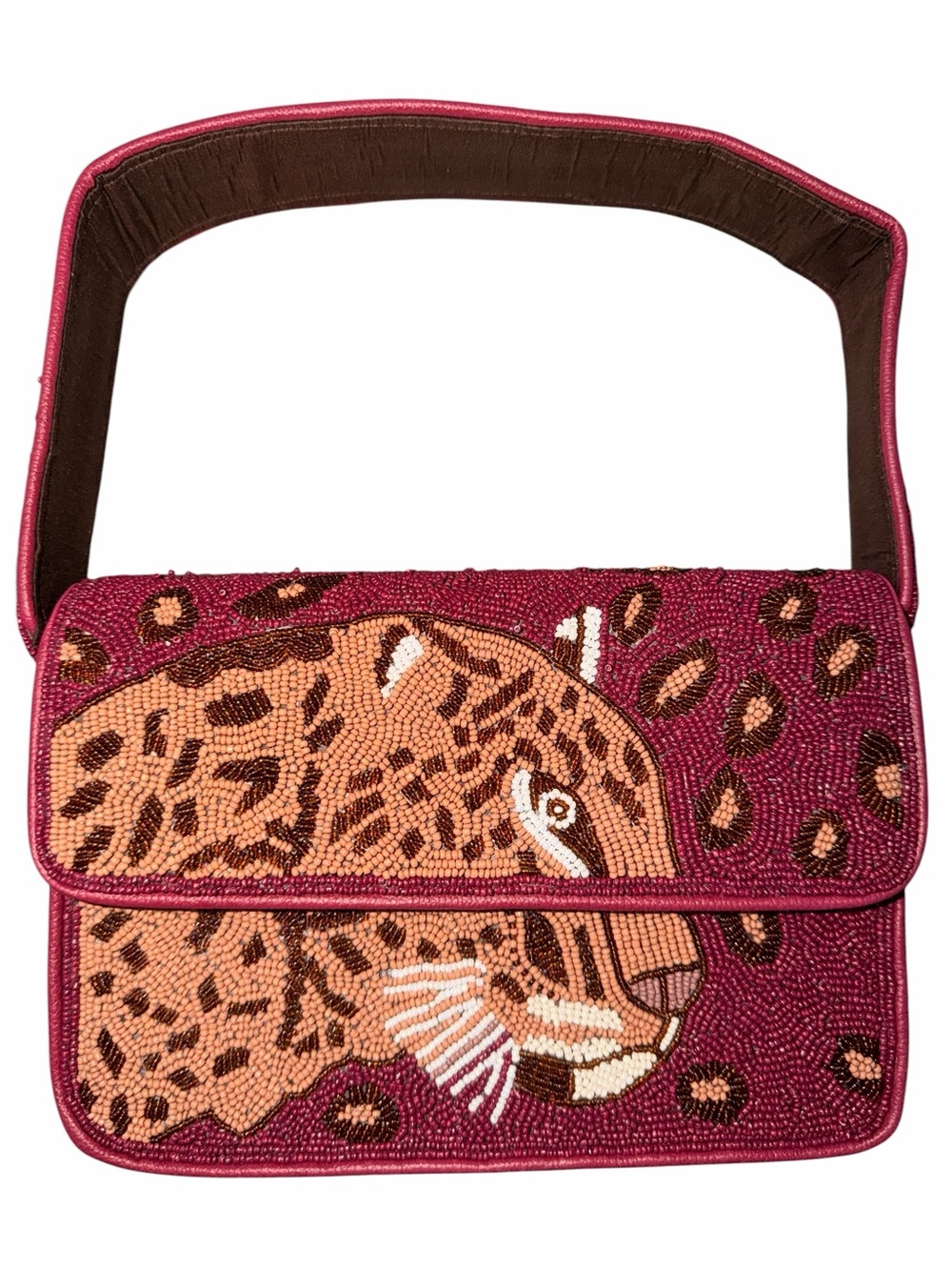 Beaded Leopard-Print Shoulder Bag
